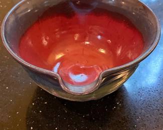 Handmade Pottery Batter Bowl with Spout and Handle second image