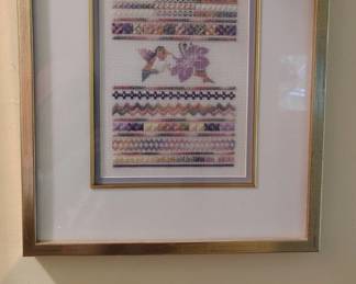 Framed CrossStitch Hummingbird and Floral Pattern