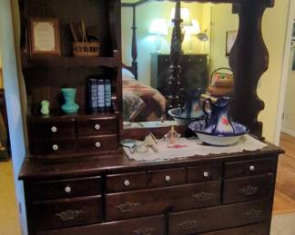 Vintage Waterfall Vanity Dresser with Mirror