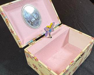 Vintage Butterfly Musical Jewelry Box with Mirror second image