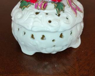 Poinsettia Ceramic Trinket Box