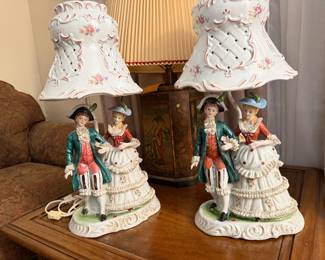 Vintage Victorian-style porcelain lamps