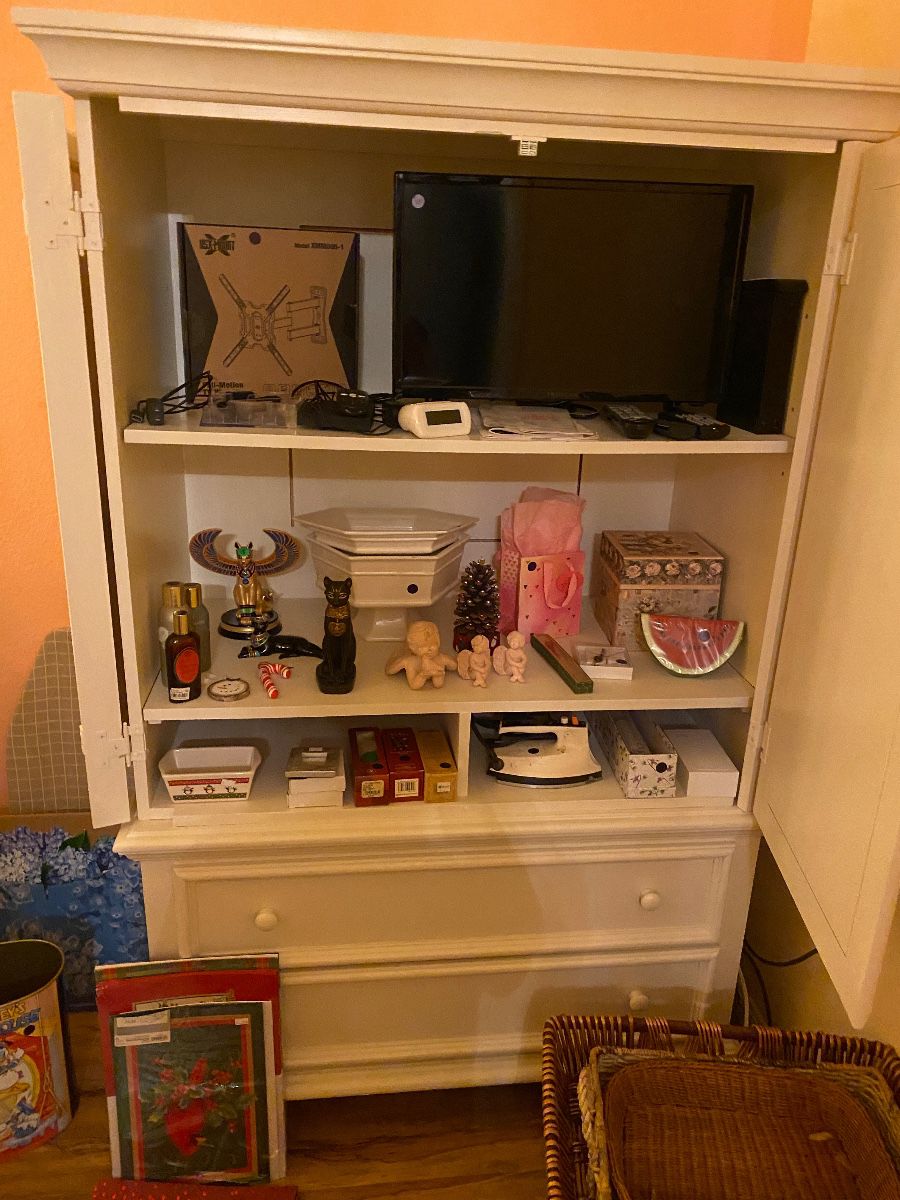 Armoire, decor, baskets, and more