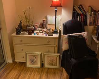 Small dresser, artwork, decor, etc.