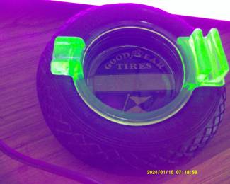 Vintage Vaseline Glass Goodyear Tires Ashtray