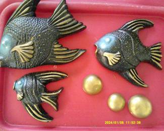 Fish with Bubbles Chalkware
