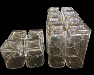 Lot #174 - Heavy Bottomed Clear Glass Square Drinking Glasses