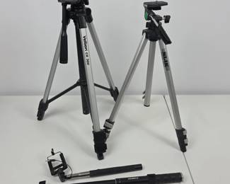 Lot #55 - Aluminum Tripods and Extendable Phone Mounts Selfie Sticks
