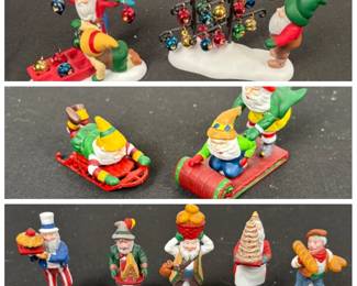 Lot #138 - Dept 56 Heritage Village "Don't Break the Ornaments" "Testing the Toys" "Early Rising Elves"