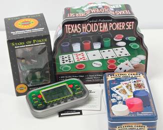 Lot #32 - Cardinal Texas Hold'em Poker Set with Chips, Cards & Stars of Poker Scotty Nguyen Limited Edition Figurine