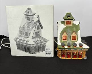 Lot #146 - Department 56 North Pole Series Reindeer Barn Lighted Christmas Village House