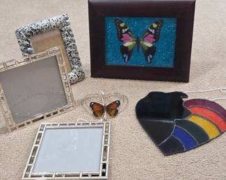 Lot #78 - Selection of Photo Frames, Butterfly Art & Stained Glass Art