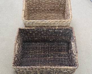 Lot #208 - Handwoven Natural Seagrass Storage Baskets with Handles for Home Organization