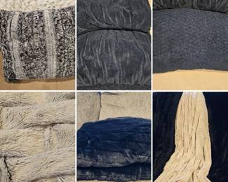 Lot #39 - Soft Plush Throw Blanket & Pillow Lot - Cozy Fleece & Faux Fur Comfort - Black and Cream