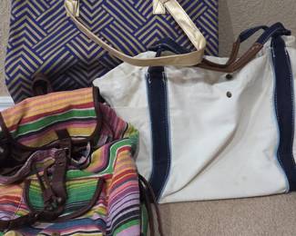 Lot #84 - Mossimo Supply Co. Multicolor Striped Canvas Backpack and Classic Tote Bags