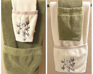 Lot #203 - Target Home Bamboo Embroidered Cotton Bath and Hand Towel Set in Green and Ivory