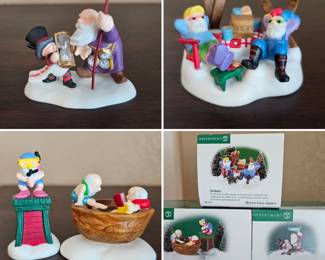 Lot #139 - Department 56 North Pole Series Holiday Figurines - Happy New Year, Ski Bums, Party in the Hot Tub