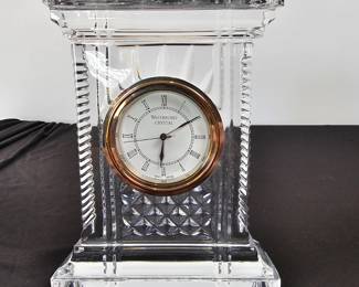 Lot #3 - Waterford Crystal Time Pieces Elegant Mantel Clock with Gold-Tone Trim