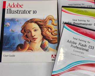Lot #110 - Adobe Illustrator 10 User Guide & Total Training DVDs for Flash CS3, Dreamweaver CS3, Illustrator CS3 Essentials