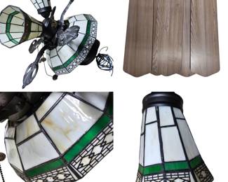 Lot #200 - Hampton Bay Tiffany Style Sonoma Pattern Ceiling Fan Light Fixture