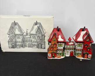 Lot #134 - Department 56 North Pole Series "North Pole Dolls & Santa's Bear Works" Lighted Christmas Village Building Set