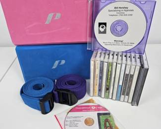 Lot #113 - Yoga Blocks & Straps Plus TrainerMat Yoga DVD, Hypnosis CDs & Meditation Music CDs