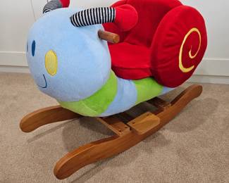 Lot #130 - Mamas & Papas Stanley Snail Rocker Soft Plush Wooden Baby Rocking Chair with Fun Melody