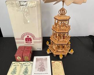Lot #158 - German Christmas Pyramid Erzgebirge, 4-Tier, 21 inch by Müller Kleinkunst