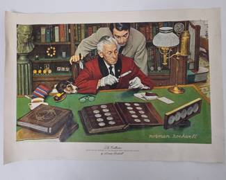 Lot #75 - Norman Rockwell The Collector 1973 Franklin Mint Collectors Society Vintage Serigraph
