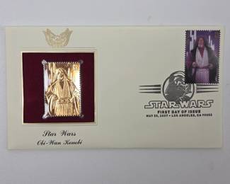 Lot #28 - Star Wars Obi-Wan Kenobi Gold Foil Stamp Commemorative First Day Cover 2007 Lucasfilm