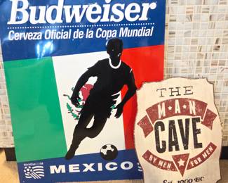 Lot #179 - Vintage Budweiser World Cup USA 94 Mexico Soccer Metal Sign - Collectible Beer Advertising - Plus Man Cave Sign