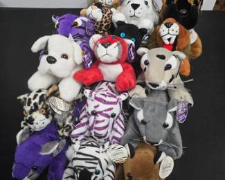 Lot #60 - Approx. 32 Plush Wildlife Animals Collection - Soft Stuffed Lions, Tigers, Dogs & More