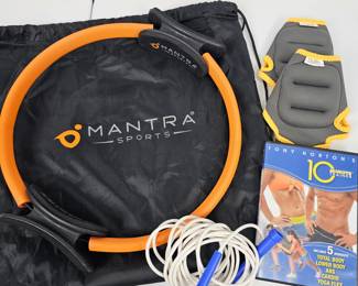 Lot #114 - Mantra Sports Fitness Ring, Padded Knuckle Gloves, Jump Rope & Tony Horton's 10 Minute Trainer Workout DVD