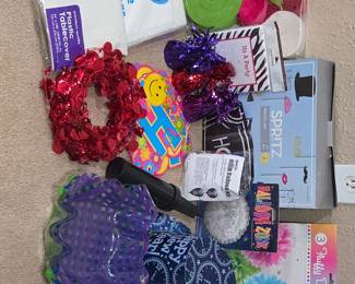 Lot #80 - Party Decoration Set with Plastic Tablecovers, Balloon Kit & Colorful Bowls