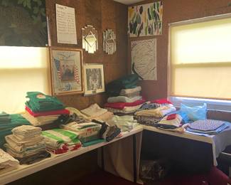 Lots of linens - sheets, towels, tablecloths, blankets, afghans and more!