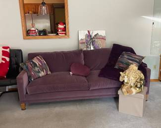 A great shade of purple on this velvet/suede sofa