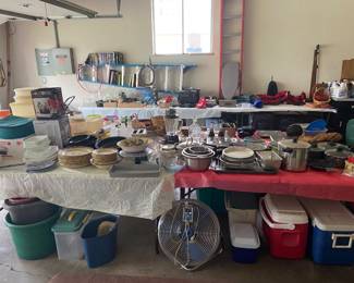 The garage is loaded with both garage and kitchen items