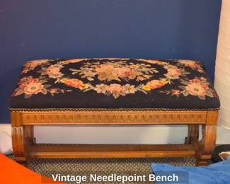 Vintage Needlepoint Bench