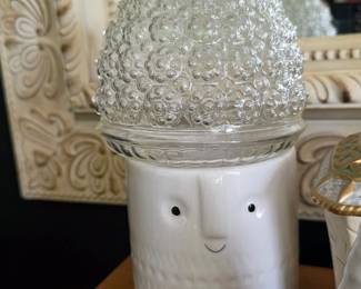 Whimsical Ceramic Buddha Planter with Bubble Glass Lid