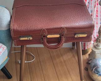 Vintage Leather Suitcase Table