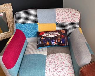 Patchwork Accent Chair with Las Vegas Pillow