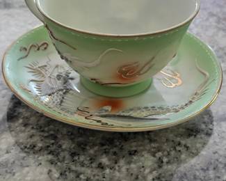 Vintage Dragonware Moriage Teacup and Saucer Set second image