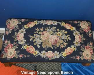 Vintage Needlepoint Bench second image