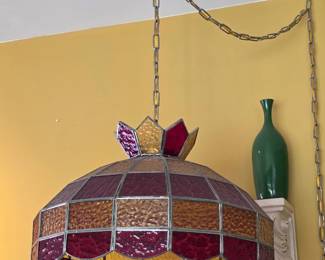 Vintage Stained Glass Hanging Lamp
