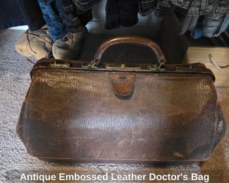 Antique Embossed Leather Doctors Bag