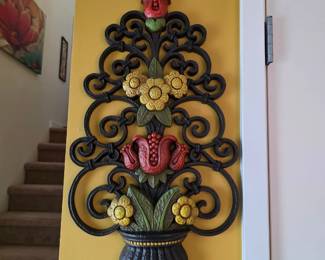 Cast Iron Floral Swag Wall Decor