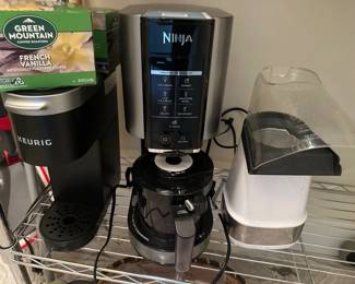 Keurig coffee maker, Ninja ice cream maker & popcorn maker