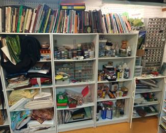 Lots of paints and embroidery supplies