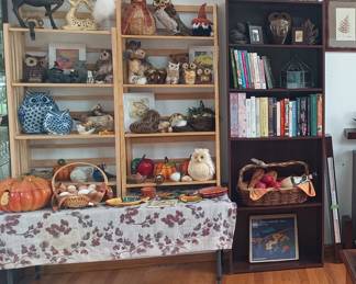 Shelves of owls. Who....dunnit?   We did.