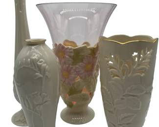 Lenox Vase Collection – 4 Decorative Porcelain Vases, Floral & Cutwork Designs